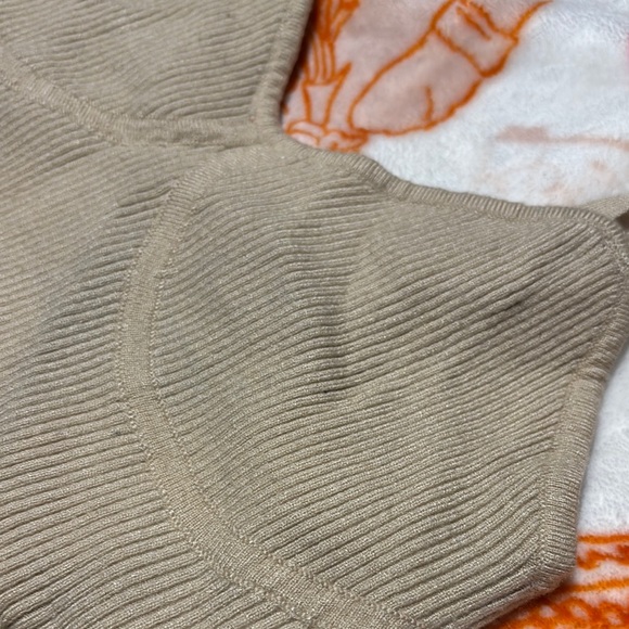 Tan Ribbed Crop Top with Ruffle Hem - Picture 3 of 4